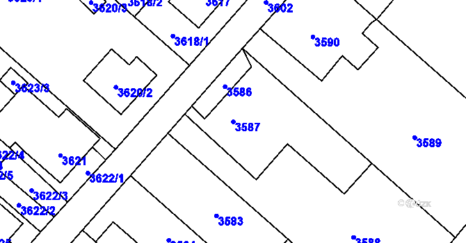 Parcela st. 3587 v KÚ Karviná-město, Katastrální mapa