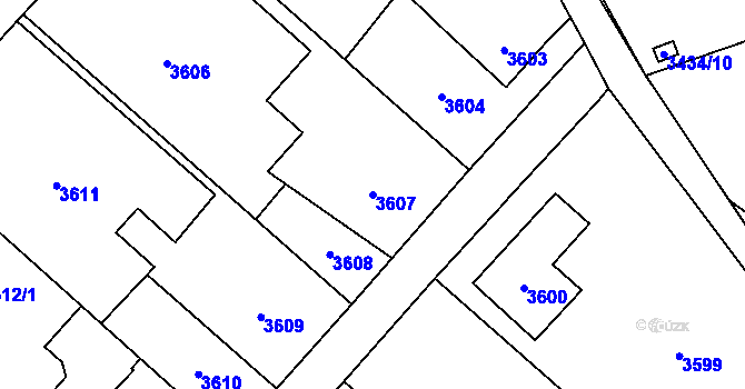 Parcela st. 3607 v KÚ Karviná-město, Katastrální mapa
