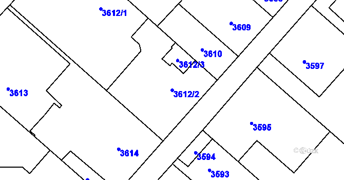 Parcela st. 3612/2 v KÚ Karviná-město, Katastrální mapa