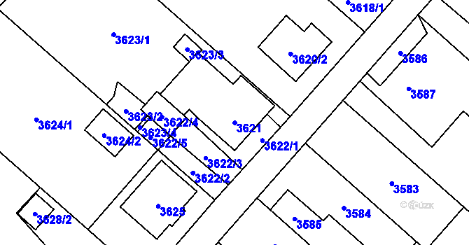 Parcela st. 3621 v KÚ Karviná-město, Katastrální mapa