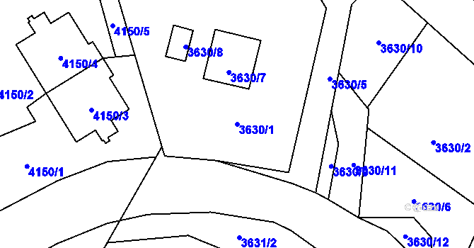 Parcela st. 3630/1 v KÚ Karviná-město, Katastrální mapa