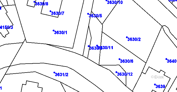 Parcela st. 3630/9 v KÚ Karviná-město, Katastrální mapa