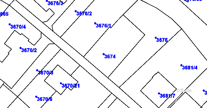 Parcela st. 3674 v KÚ Karviná-město, Katastrální mapa