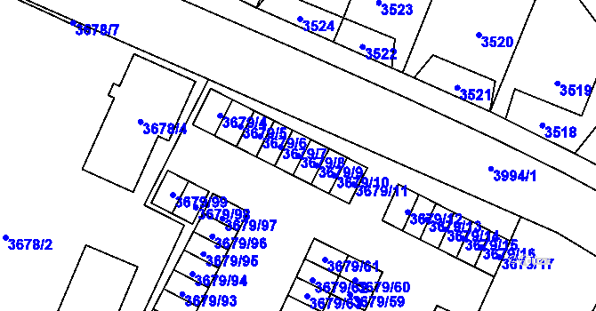 Parcela st. 3679/8 v KÚ Karviná-město, Katastrální mapa