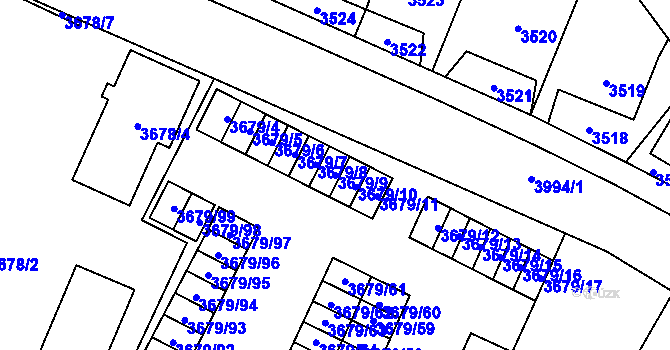 Parcela st. 3679/9 v KÚ Karviná-město, Katastrální mapa