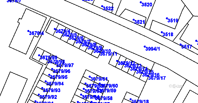Parcela st. 3679/11 v KÚ Karviná-město, Katastrální mapa