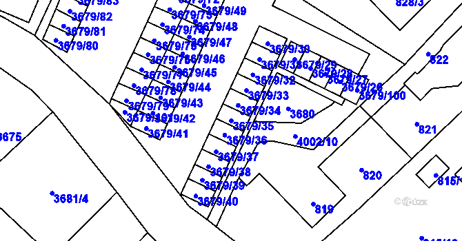 Parcela st. 3679/35 v KÚ Karviná-město, Katastrální mapa