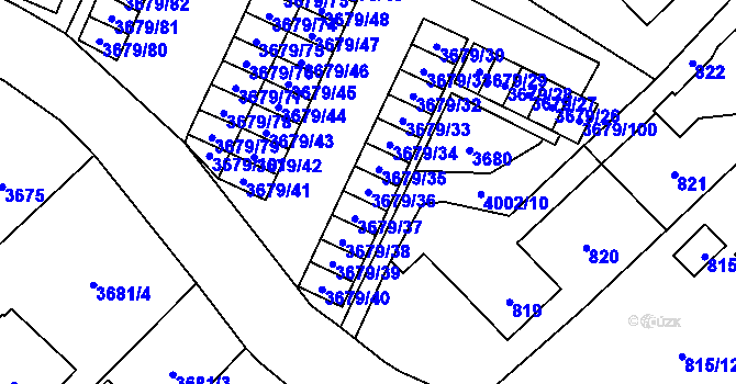 Parcela st. 3679/36 v KÚ Karviná-město, Katastrální mapa