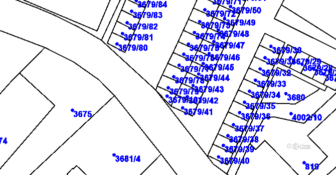 Parcela st. 3679/79 v KÚ Karviná-město, Katastrální mapa