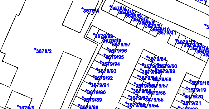 Parcela st. 3679/95 v KÚ Karviná-město, Katastrální mapa