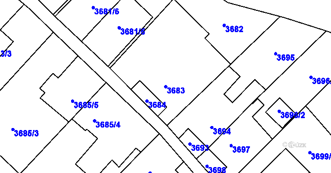 Parcela st. 3683 v KÚ Karviná-město, Katastrální mapa