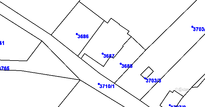 Parcela st. 3687 v KÚ Karviná-město, Katastrální mapa