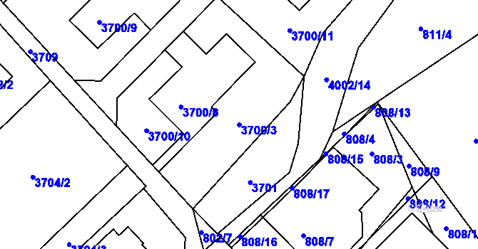 Parcela st. 3700/3 v KÚ Karviná-město, Katastrální mapa