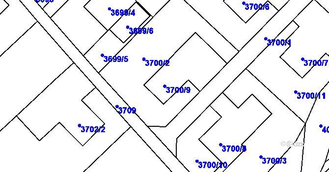 Parcela st. 3700/9 v KÚ Karviná-město, Katastrální mapa