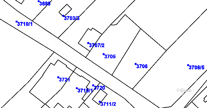Parcela st. 3705 v KÚ Karviná-město, Katastrální mapa