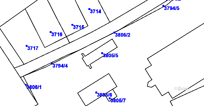 Parcela st. 3805/5 v KÚ Karviná-město, Katastrální mapa