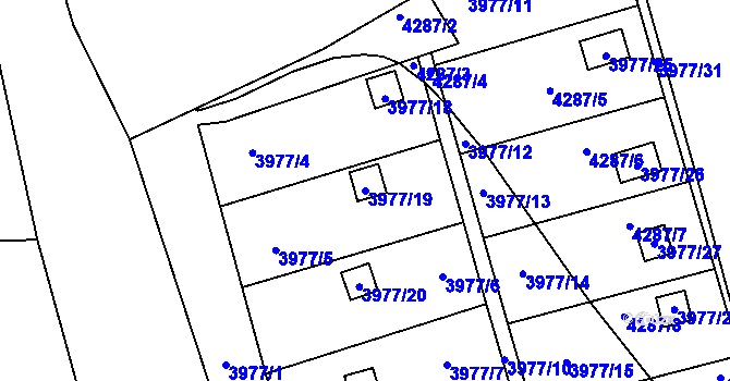 Parcela st. 3977/19 v KÚ Karviná-město, Katastrální mapa