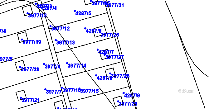 Parcela st. 3977/27 v KÚ Karviná-město, Katastrální mapa