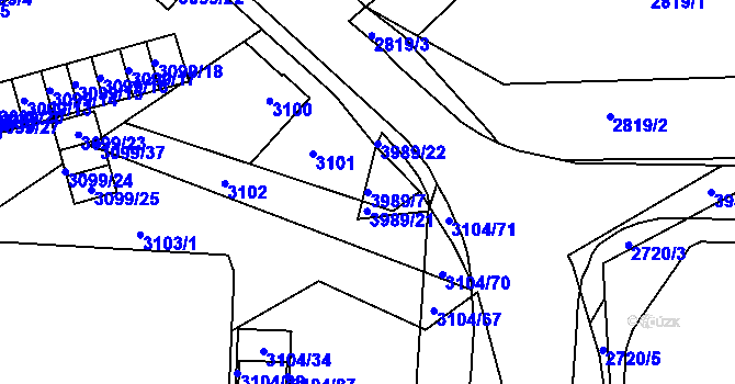 Parcela st. 3989/7 v KÚ Karviná-město, Katastrální mapa