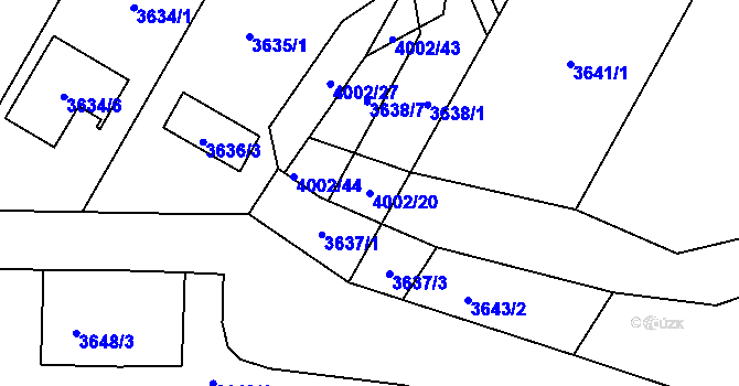 Parcela st. 4002/20 v KÚ Karviná-město, Katastrální mapa