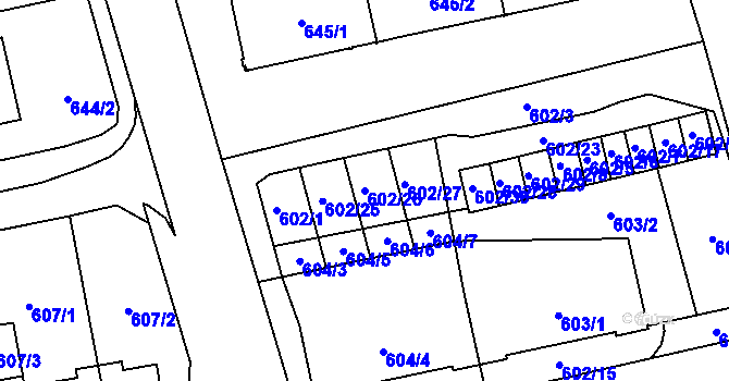 Parcela st. 602/26 v KÚ Karviná-město, Katastrální mapa