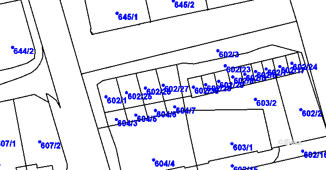 Parcela st. 602/27 v KÚ Karviná-město, Katastrální mapa