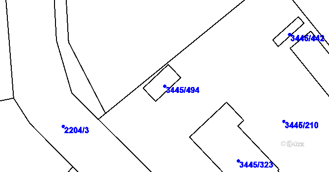 Parcela st. 3445/494 v KÚ Karviná-město, Katastrální mapa