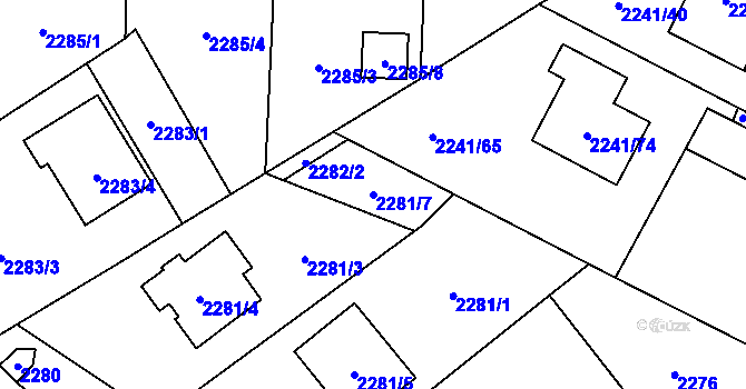 Parcela st. 2281/7 v KÚ Karviná-město, Katastrální mapa