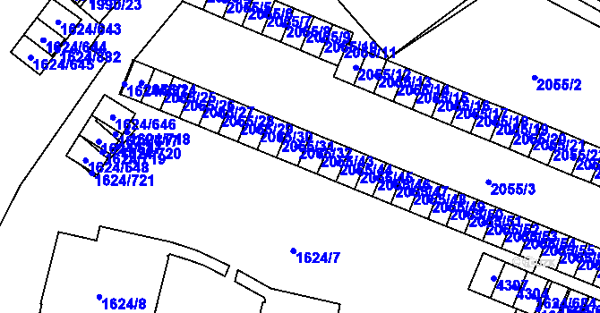 Parcela st. 2055/88 v KÚ Karviná-město, Katastrální mapa