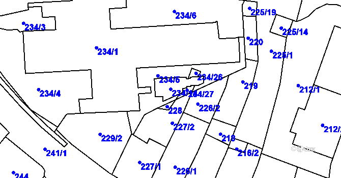 Parcela st. 234/14 v KÚ Karviná-město, Katastrální mapa