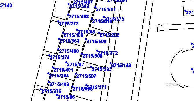 Parcela st. 2715/372 v KÚ Karviná-město, Katastrální mapa
