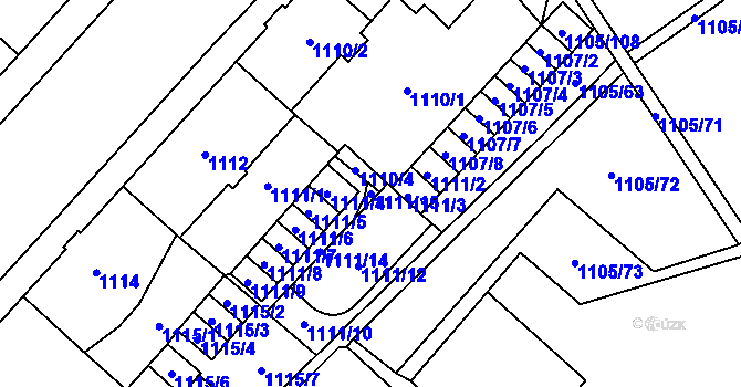 Parcela st. 1111/15 v KÚ Karviná-město, Katastrální mapa