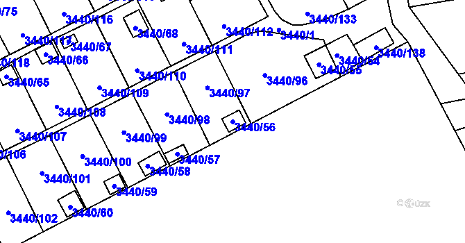 Parcela st. 3440/56 v KÚ Karviná-město, Katastrální mapa