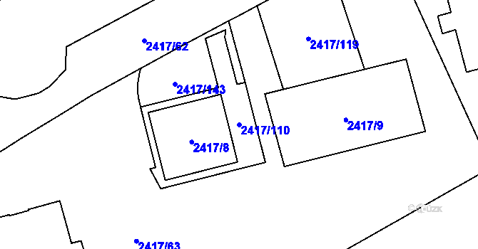 Parcela st. 2417/110 v KÚ Karviná-město, Katastrální mapa