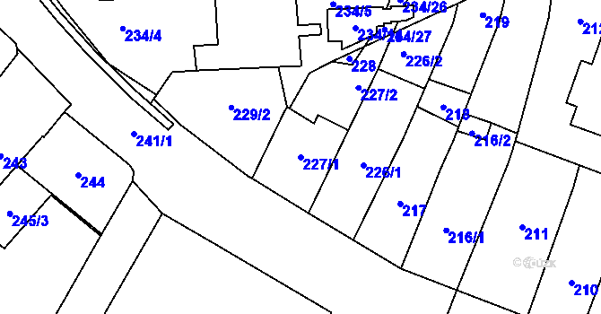 Parcela st. 227/1 v KÚ Karviná-město, Katastrální mapa