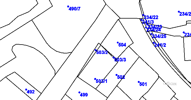 Parcela st. 503/2 v KÚ Karviná-město, Katastrální mapa