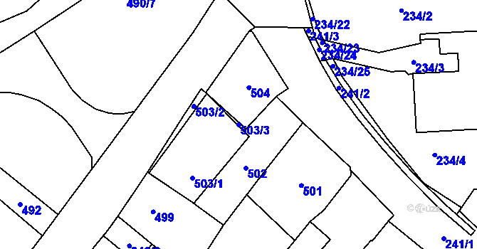 Parcela st. 503/3 v KÚ Karviná-město, Katastrální mapa