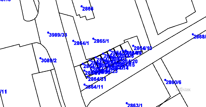 Parcela st. 2864/27 v KÚ Karviná-město, Katastrální mapa