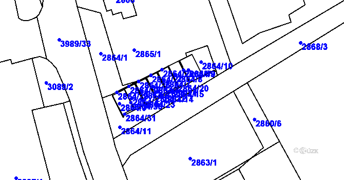 Parcela st. 2864/15 v KÚ Karviná-město, Katastrální mapa