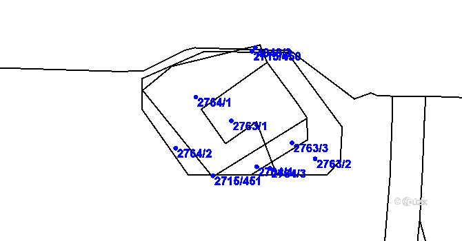 Parcela st. 2763/1 v KÚ Karviná-město, Katastrální mapa