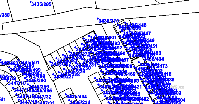 Parcela st. 3435/489 v KÚ Karviná-město, Katastrální mapa