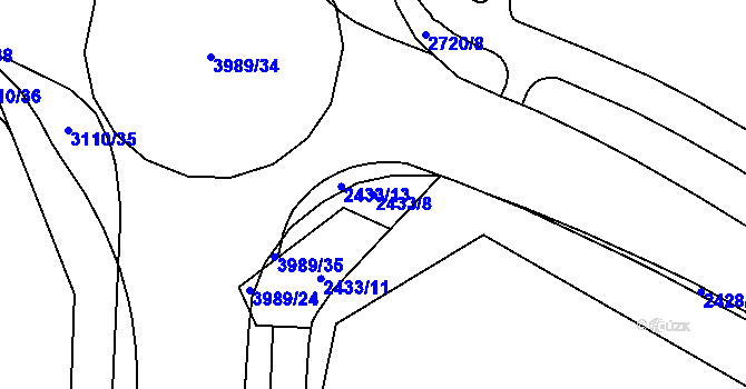 Parcela st. 2433/8 v KÚ Karviná-město, Katastrální mapa