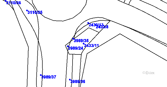 Parcela st. 2433/11 v KÚ Karviná-město, Katastrální mapa