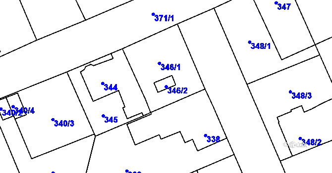 Parcela st. 346/2 v KÚ Karviná-město, Katastrální mapa