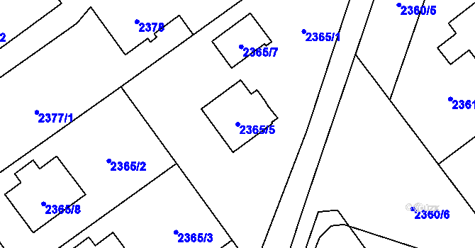 Parcela st. 2365/5 v KÚ Karviná-město, Katastrální mapa