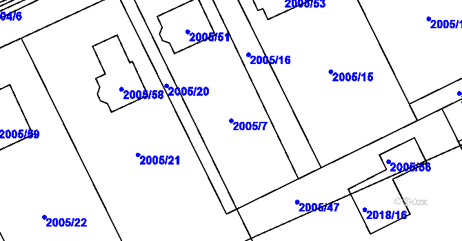 Parcela st. 2005/7 v KÚ Karviná-město, Katastrální mapa