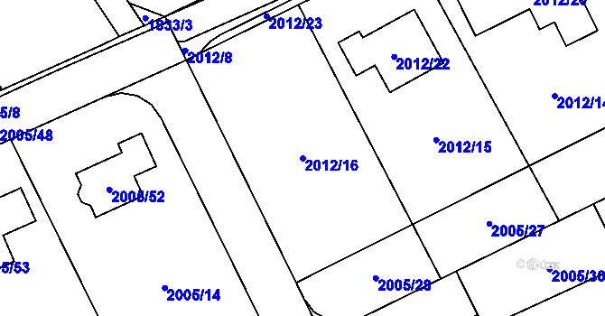Parcela st. 2012/16 v KÚ Karviná-město, Katastrální mapa