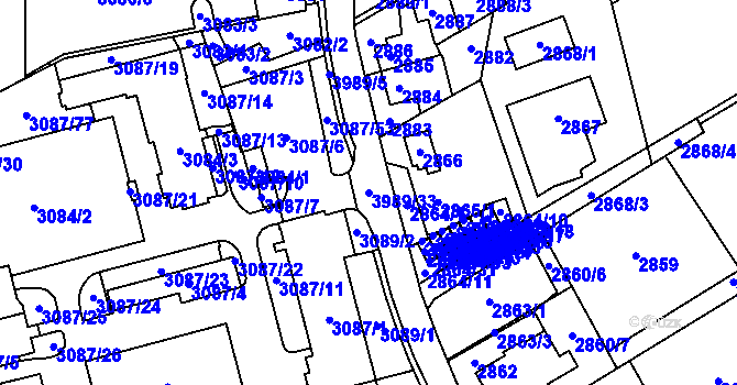 Parcela st. 3989/33 v KÚ Karviná-město, Katastrální mapa