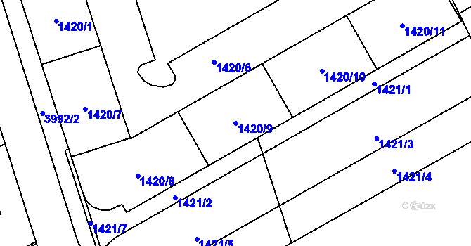 Parcela st. 1420/9 v KÚ Karviná-město, Katastrální mapa