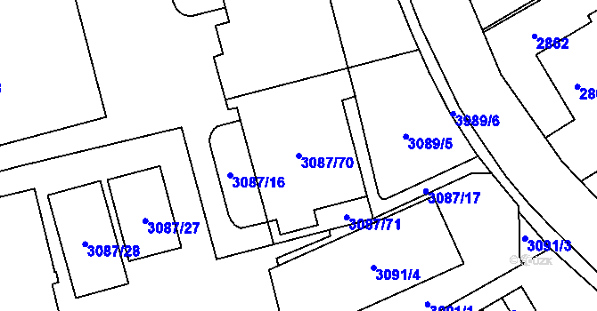 Parcela st. 3087/70 v KÚ Karviná-město, Katastrální mapa